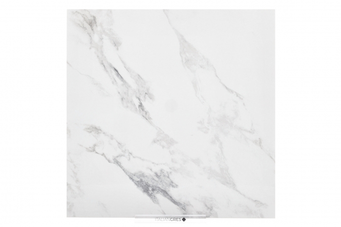 Glossy Arabescato style marble with grey veins