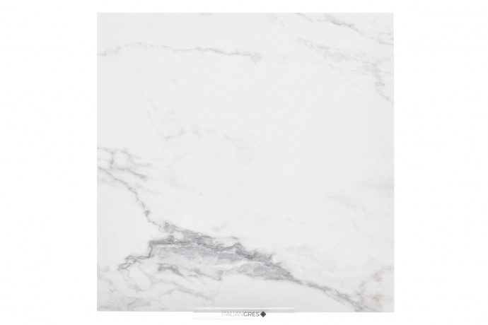 Glossy Arabescato style marble with grey veins