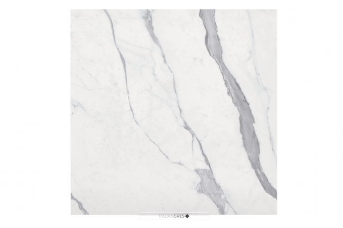 Glossy Statuario marble with diagonal grey lines