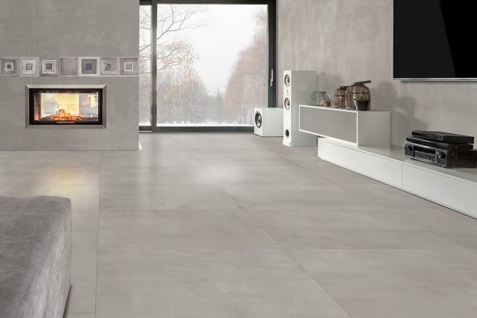 Concrete effect floor tiles pearl