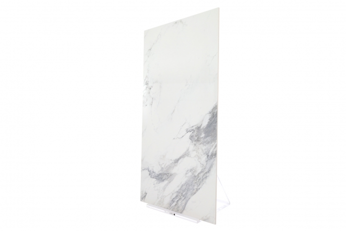 Glossy Arabescato style marble with grey veins