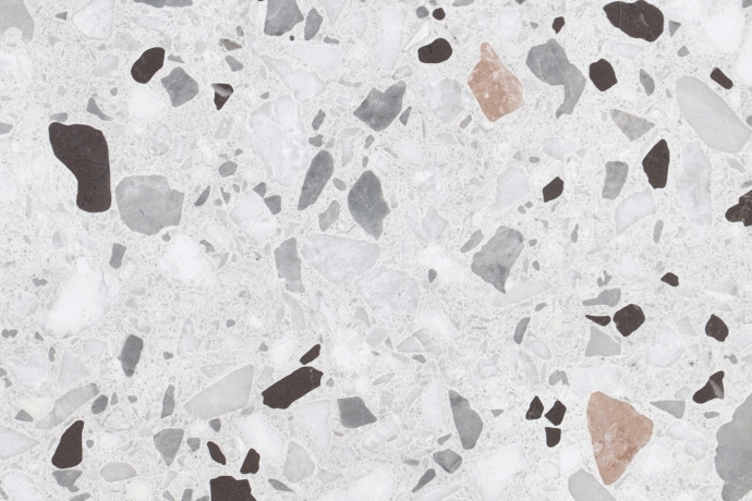 Classic venetian terrazzo floor white and black