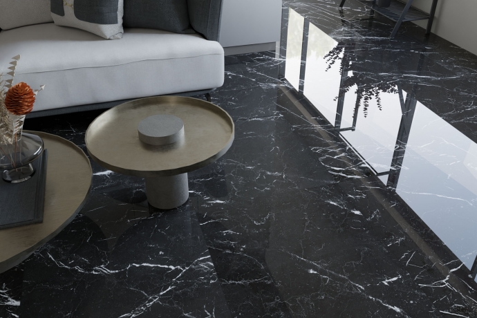 Elegant black glossy marble