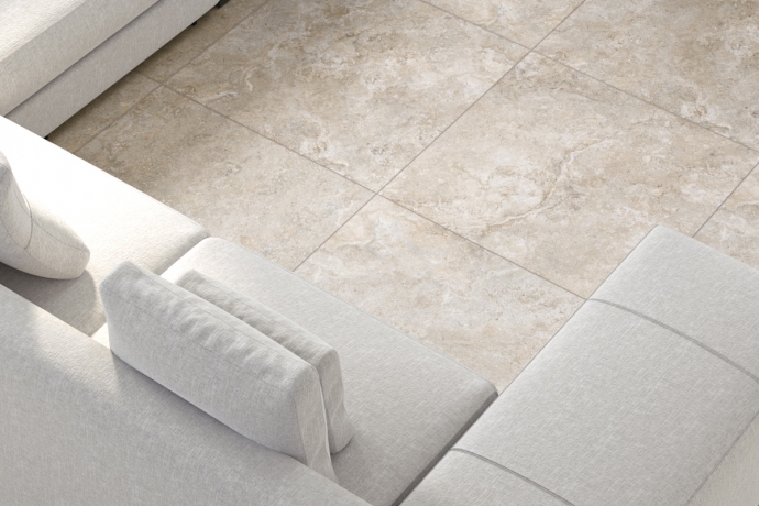 Crosscut almond travertine textured