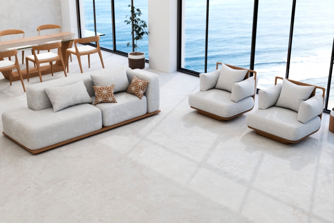 Crosscut white travertine marble