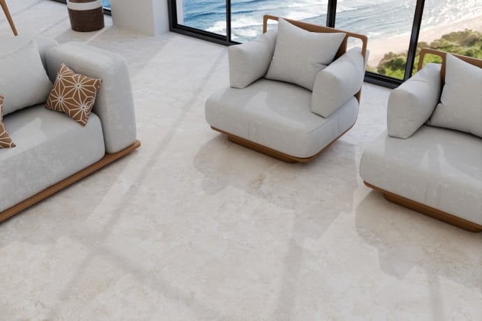 Crosscut beige travertine marble