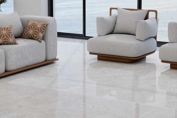 Crosscut pearl travertine glossy marble