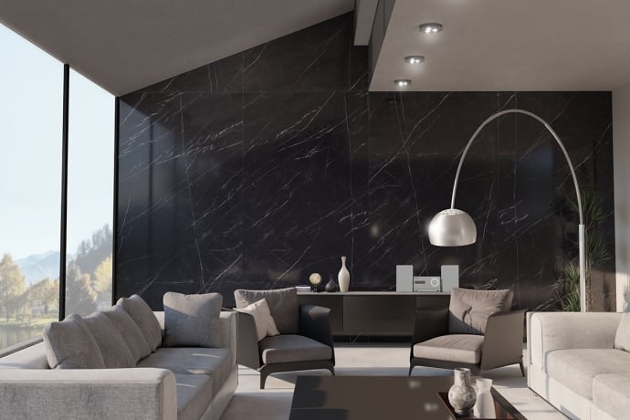 Black semi polished marble