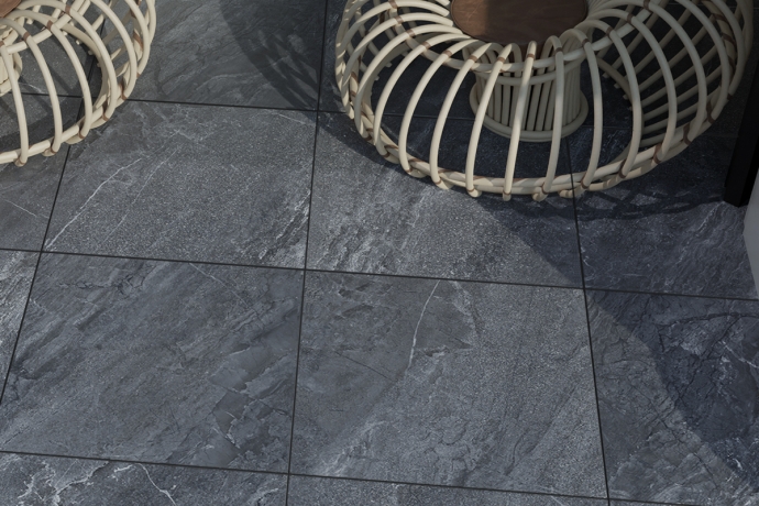 Anthracite technical marble effect floors