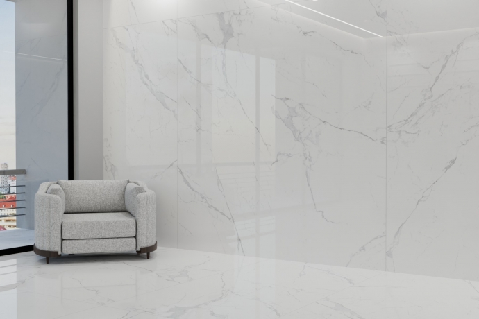 Marble effect tiles - White melange