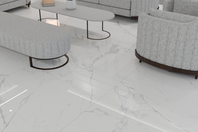 Glossy marble white melange