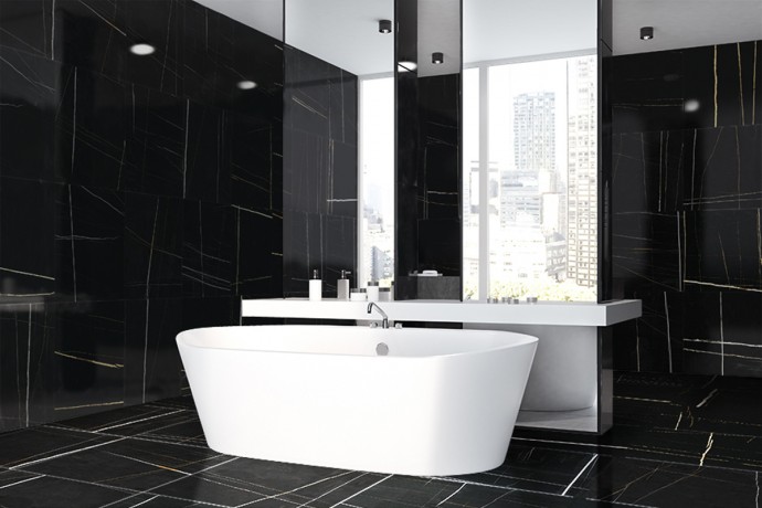 Modern white and black semi polished marble