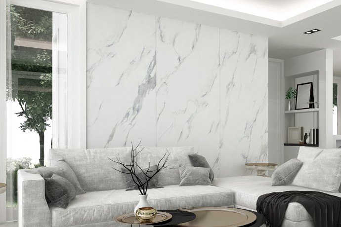 Calacatta semi polished marble