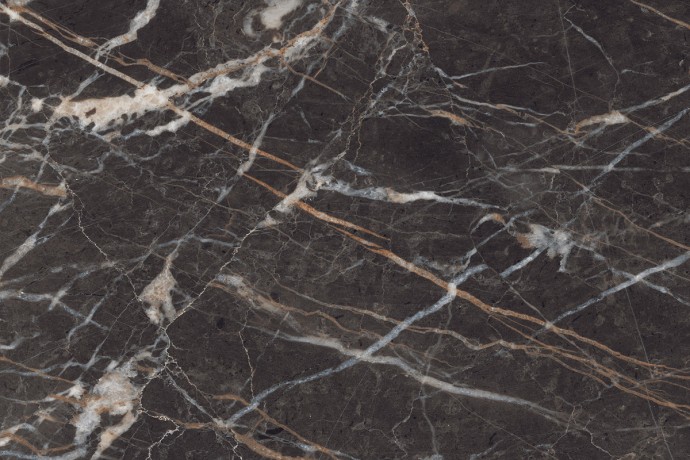 Matt black marble with golden and white veins