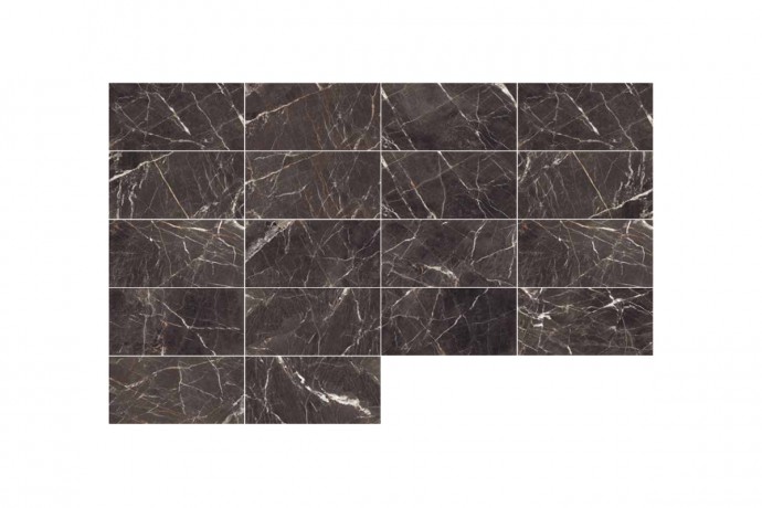 Matt black marble with golden and white veins