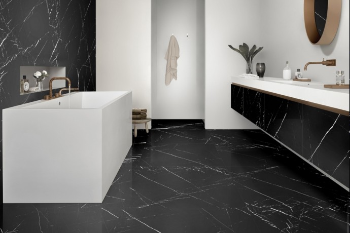 Glossy marble black melange