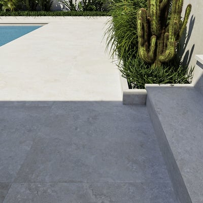 Travertin crosscut blanc texturée