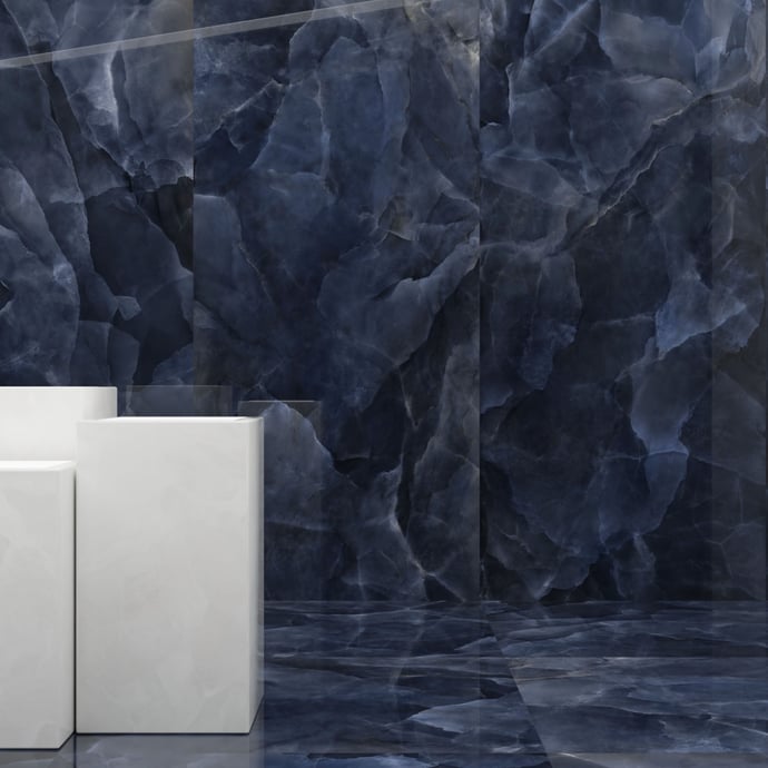 Marbre brillant bleu foncé