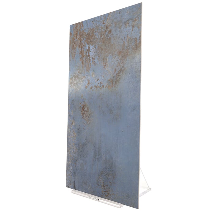 Carrelage grès cérame effet métal bleu