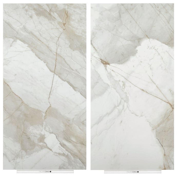 Glossy Calacatta marble grey and gold