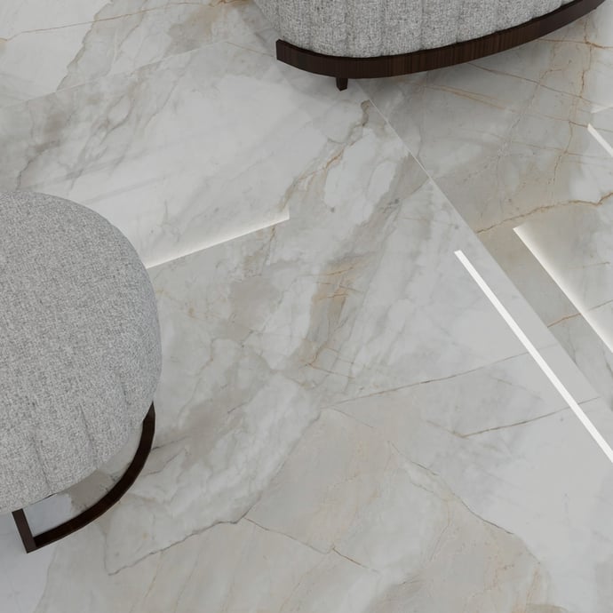 Glossy Calacatta marble grey and gold