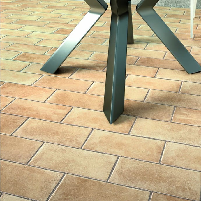 Terracotta effect floor tiles beige