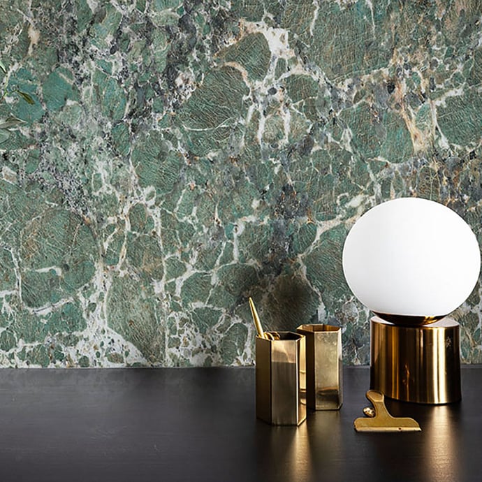 Dark green glossy marble with melange veins