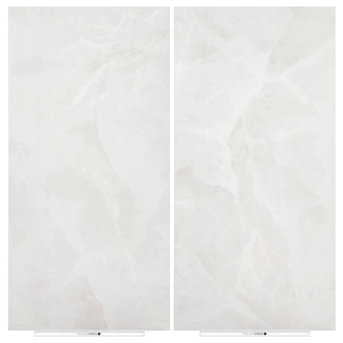 White semi polished marble