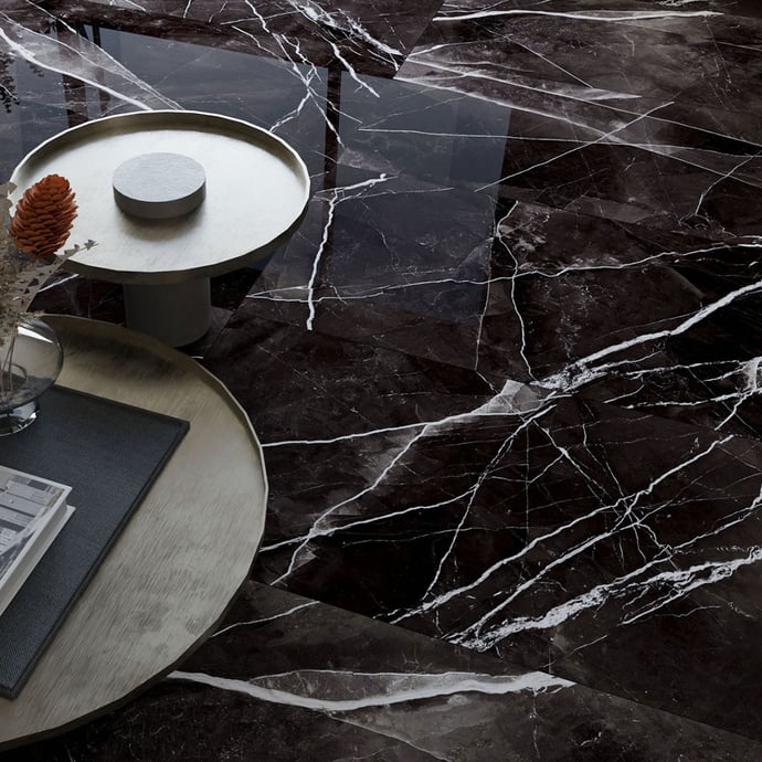 Noir Calacatta glänzender Marmor