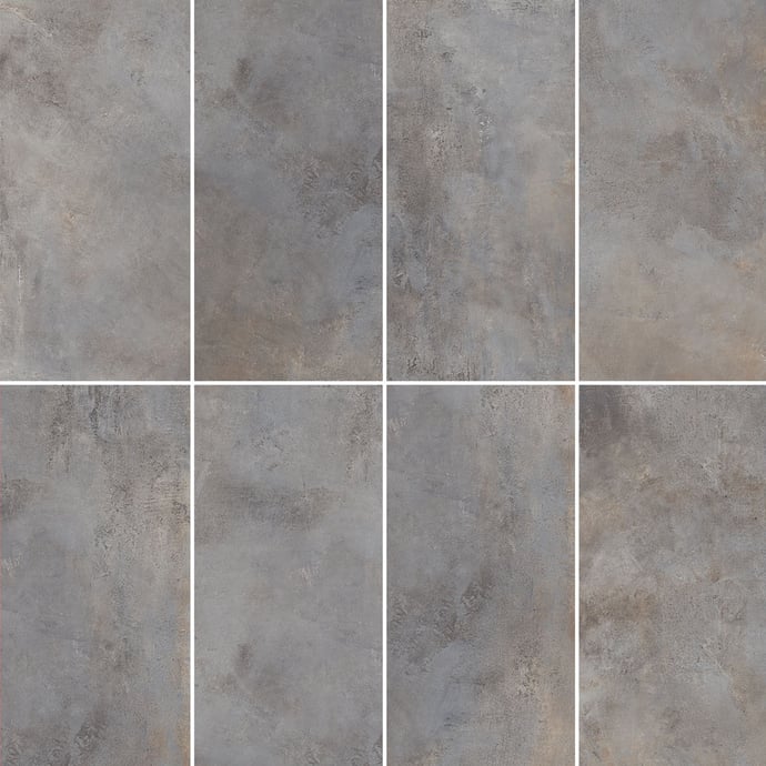 Dark grey industrial metallic tiles